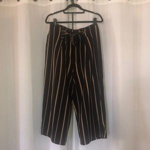 Black Striped Wide Leg Trousers